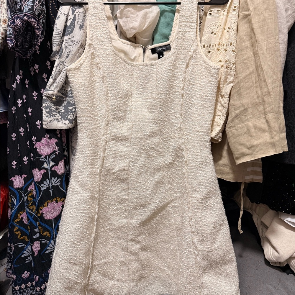Aqua Elegant Cream Textured Mini Dress